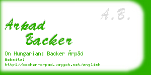 arpad backer business card